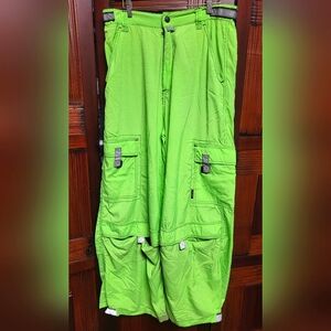 Men's Vintage 90s Macgear Neon Green Cargo Rave Pants Size 34